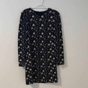 Club Monaco Black Floral Long Sleeve Dress